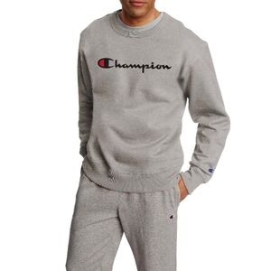 Champion Gray Crewneck Sweatshirt with Iconic Logo